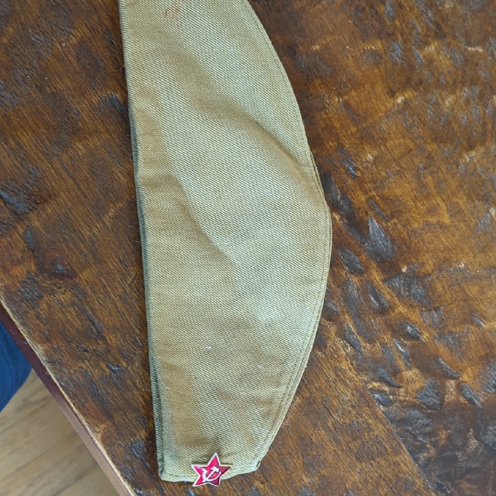 Vintage Military Style Cap with Red Star
